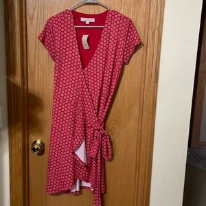 Loft Red knit wrap dress